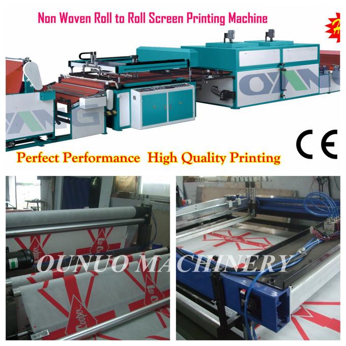 Auto two color non woven fabric roll to roll screen printing machine